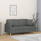vidaXL 2-sæders soffa med prydnadskuddar mörkgrå 140 cm tyg 3200910