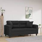 vidaXL 2-places soffa med prydnadskuddar svart 140 cm konstläder 3200988
