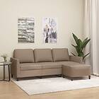vidaXL 3-sitssoffa med fotpall cappuccino 180 cm konstläder 3201126