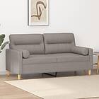 vidaXL 2-sæders soffa med prydnadskuddar taupe 140 cm tyg 3200828