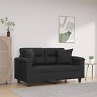vidaXL 2-sæders soffa med prydnadskuddar svart 120 cm konstlæder 3200983