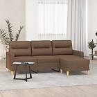 vidaXL 3-sitssoffa med fotpall Brun 180 cm tyg 3201076