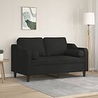 vidaXL 2-sæders soffa med prydnadskuddar svart 120 cm tyg 3200841
