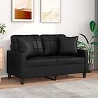 vidaXL 2-sæders soffa med prydnadskuddar svart 120 cm konstlæder 3200798