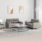 vidaXL Soffgrupp med kuddar 2 delar taupe tyg 3201591