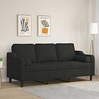 vidaXL 3-sæders soffa med prydnadskuddar svart 180 cm tyg 3200857