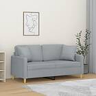 vidaXL 2-sæders soffa med prydnadskuddar ljusgrå 140 cm tyg 3200909