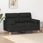 vidaXL 2-sæders soffa med prydnadskuddar svart 120 cm tyg 3200817