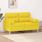 vidaXL 2-sits soffa med prydnadskuddar ljusgul 120 cm tyg 3200818