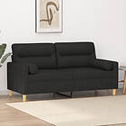 vidaXL 2-places soffa med prydnadskuddar svart 140 cm tyg 3200825