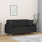 vidaXL 2-places soffa med prydnadskuddar svart 140 cm tyg 3200913