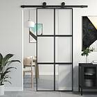 vidaXL Porte coulissante svart 90x205 cm härdat glas och aluminium 155211