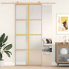 vidaXL Porte coulissante guld 90x205 cm frostat ESG-glas och aluminium 155188