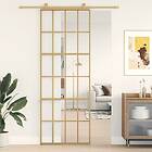 vidaXL Porte coulissante guld 76x205 cm klart ESG-glas och aluminium 155172