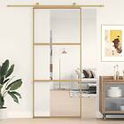 vidaXL Skydedør guld 90x205 cm klart ESG-glas och aluminium 155149