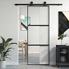 vidaXL Porte coulissante svart 76x205 cm härdat glas och aluminium 155201