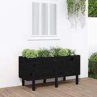 vidaXL Odlingslåda på ben 121x50x57 cm svart massiv furu 825230