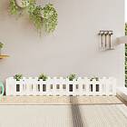 vidaXL Odlingslåda med staket-design vit 200x30x30 cm massiv furu 832503