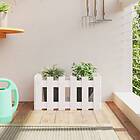vidaXL Odlingslåda med staket-design vit 60x30x30 cm massiv furu 832468