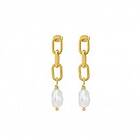 Bud to Rose Devious Pearl Link Earrings gold