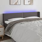vidaXL Sengegavl LED grå 183x16x78/88 cm konstläder 3123202