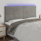 vidaXL Sänggavel LED ljusgrå 200x5x118/128 cm sammet 3122630