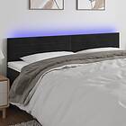 vidaXL Sengegavl LED svart 180x5x78/88 cm sammet 3121814