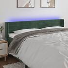 vidaXL Sänggavel LED mörkgrön 203x16x78/88 cm sammet 3123445