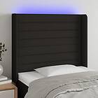 vidaXL Sengegavl LED svart 103x16x118/128 cm tyg 3124180