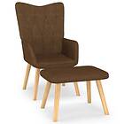 vidaXL Vilstol med fotpall brun tyg 327537