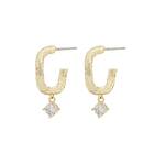 Snö Of Sweden Oz Oval Pendant Earrings Gold/Clear 15 mm