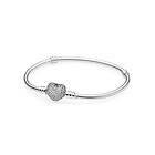 Pandora armband, pavéhjärta silver 590727CZ 19cm