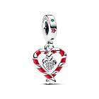 Pandora Moments Double Candy Cane Heart Christmas Sterling silver Enamel berlock 792822C01