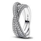 Pandora Timeless Non-stackable Pave Crossover Dual Band Sterling silver ring 193022C01-54