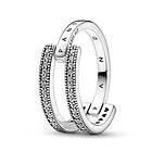 Pandora Signature Logo & Pave Double Band stackable ring 192779C01-58