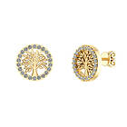 Smykkekæden Tree Of Life Förgyllt Silver Stiftörhängen Med Zirconia ORSB005FG