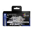 Staedtler Pigment Arts Pen Multi Ink Grey Colours, 5 pennor i grå toner 1 svart