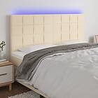vidaXL Sänggavel LED gräddvit 160x5x118/128 cm tyg 3122435