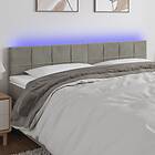 vidaXL Sänggavel LED ljusgrå 160x5x78/88 cm sammet 3121666