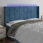 vidaXL Sänggavel LED mörkblå 203x16x118/128 cm sammet 3124118
