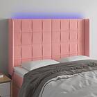 vidaXL Sengegavl LED rosa 147x16x118/128 cm sammet 3124101