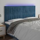 vidaXL Sengegavl LED mörkblå 160x5x118/128 cm sammet 3122720