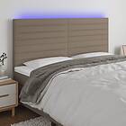 vidaXL Sänggavel LED taupe 160x5x118/128 cm tyg 3122574