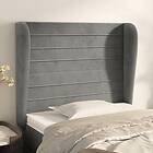 vidaXL Sengegavl med kanter ljusgrå 83x23x118/128 cm sammet 3118126