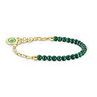 Thomas Sabo Charm Club Charmista green beads yellow-gold plated armband 17 cm A2130-140-6-L17v
