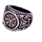 Northern Viking Jewelry ring Vegvisir with Jormungandr 22,5 mm