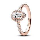 Pandora Timeless Stackable Sparkling Pear Halo 14k Rose gold-plated ring 182835C01-52