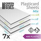 Green Stuff World ABS Plasticard A4 Variety 7 Sheets Pack (Plain combo x7)