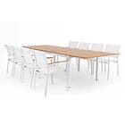 Selected Exclusive Twin matgrupp Hvit/vit med teak 8 karmstolar & bord 200-300x1