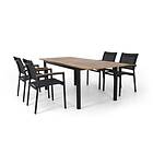 Selected Exclusive Twin matgrupp Sort/svart med teak 4 karmstolar & bord 160-220